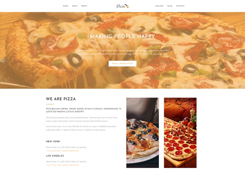 Pizza – 食品茶饮模板WordPress主题